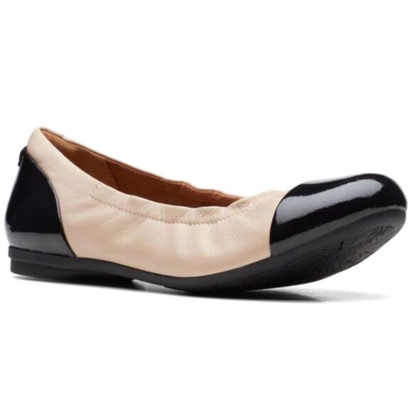 Clarks Rena Jazz Ballet Flats Ballerina Flats Shoes Black & Beige Leather Sz 8 - Picture 11 of 13